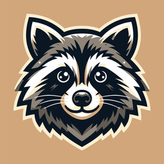Cartoon Raccoon Face Illustration with Cute Expression and Detailed Design