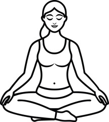 Yoga Pose Silhouettes Mindful Woman Line Art Collection