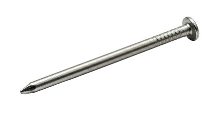 Isolated Single Silver Metal Nail with Pointed Tip