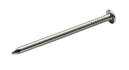 Isolated Single Silver Metal Nail with Pointed Tip