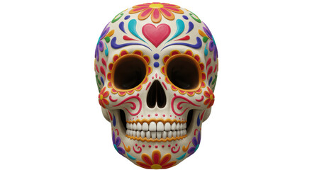 Isolated Ornate Sugar Skull Traditional Dia De Los Muertos
