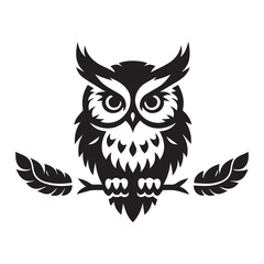 Naklejka premium Owl silhouette black and white vector icon