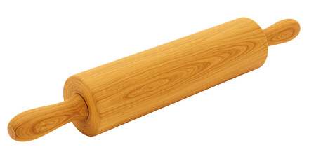 Isolated Wooden Rolling Pin with Handles