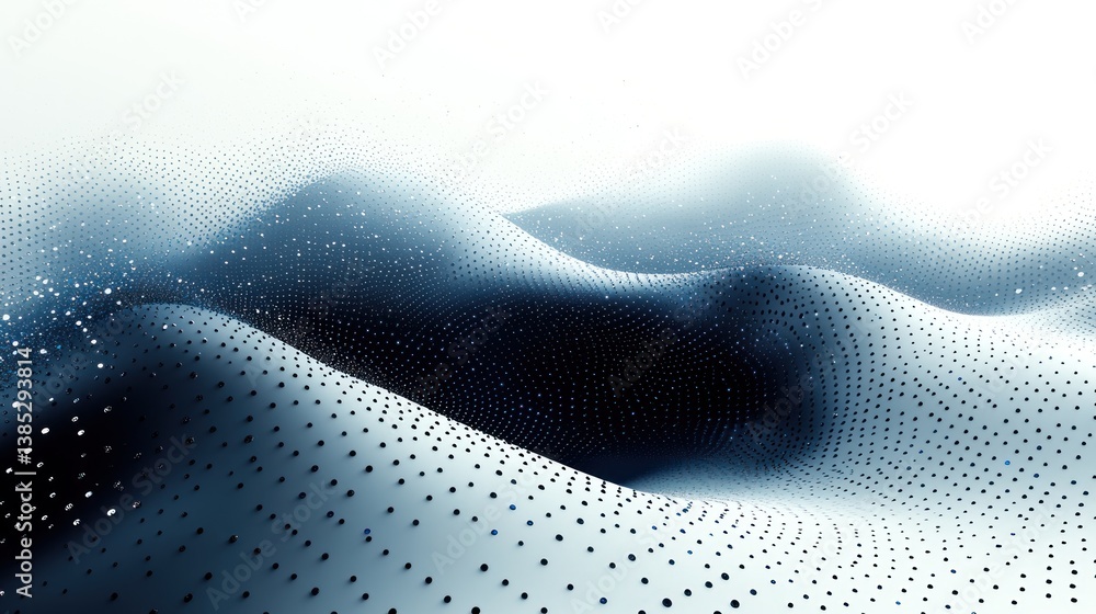 Poster abstract digital landscape: waves of data, a 3d rendering of a futuristic, tech-inspired scene with 