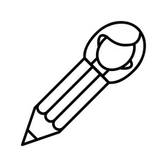 Pencil with a small woman’s face at the tip