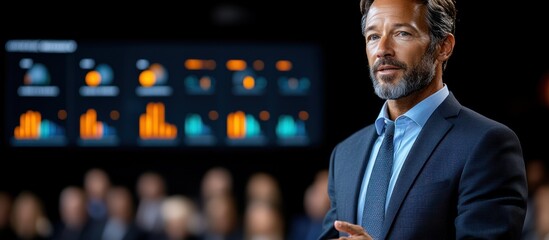 Confident Businessman Presenting Data-Driven Insights