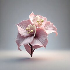 Obraz premium A softly rendered stylized pink amaryllis flower with a pale center is presented against a neutral background