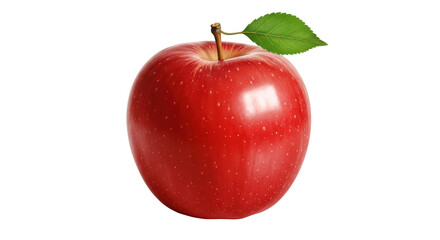 Isolated Shiny Red Delicious Apple with Green Leaf