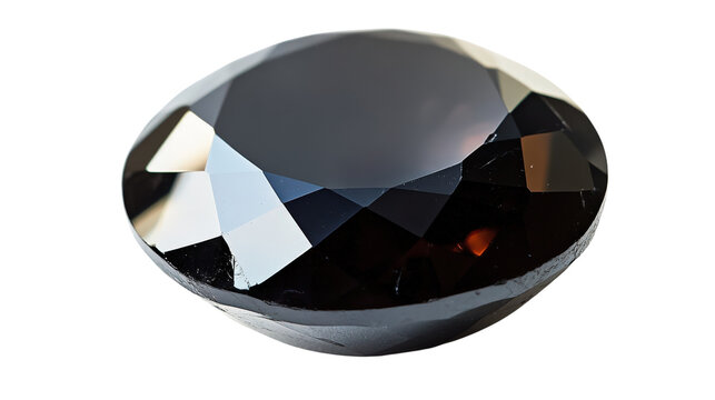A clear, detailed shot of a black spinel stone, , with natural light reflecting off its smooth surface.