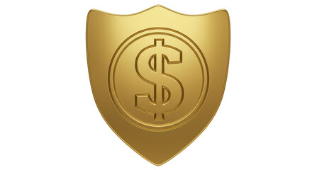 Isolated Gold Shield with Dollar Symbol