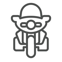 Motorcycle line icon, law enforcement concept. Vector graphics. Police patrol motorbike, transport sign on white background, outline style icon for mobile or web design.