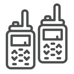 Walkie talkies radio pair line icon, law enforcement concept. Vector graphics. Police communication, kit sign on white background, outline style icon for mobile or web design.