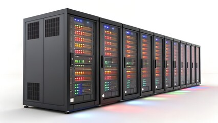 This image depicts a row of sleek,