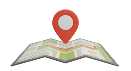 Isolated Map with Location Pin for Navigation