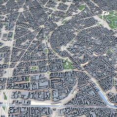 Milan City Italy Map, 3D Rendering