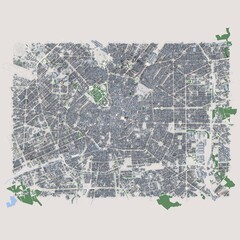 Milan City Italy Map, 3D Rendering