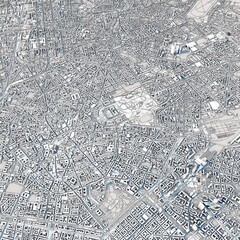 Milan City Italy Map, 3D Rendering
