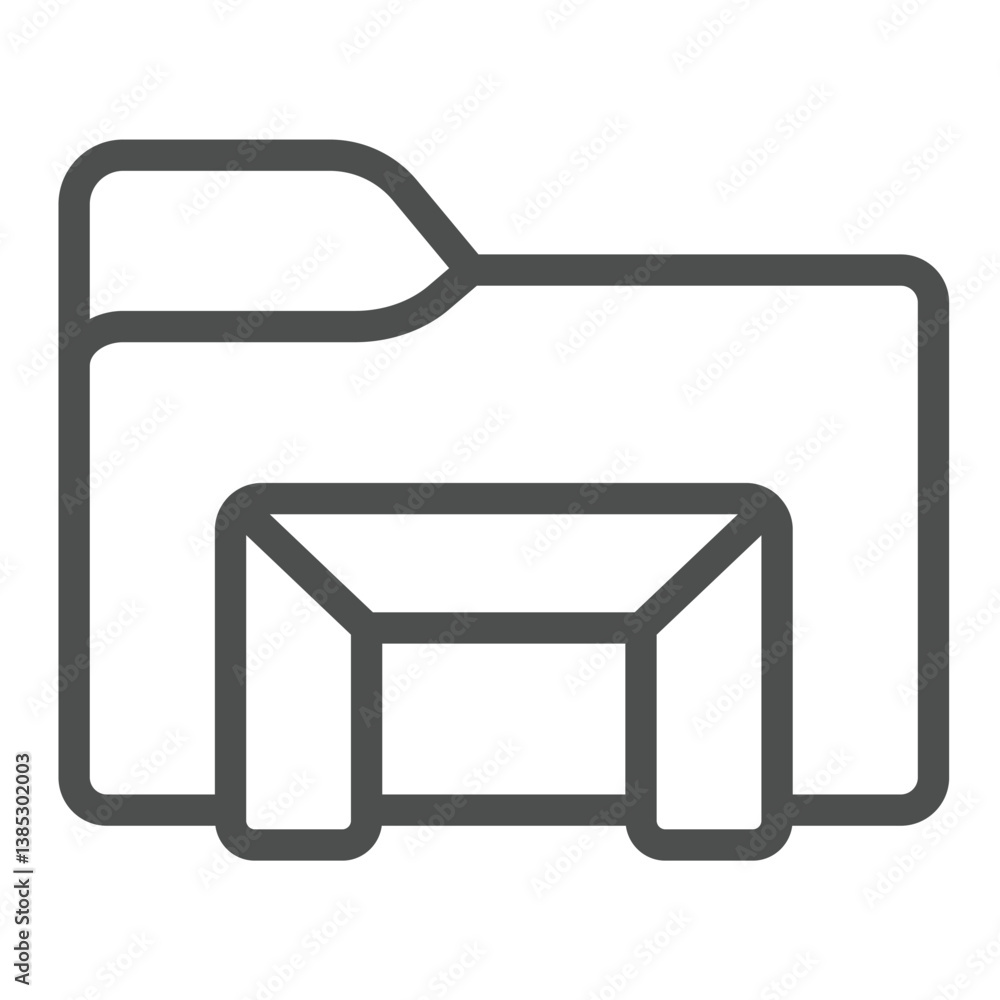 Poster explorer folder line icon, windows pack concept. vector graphics. folder with operating files, syste