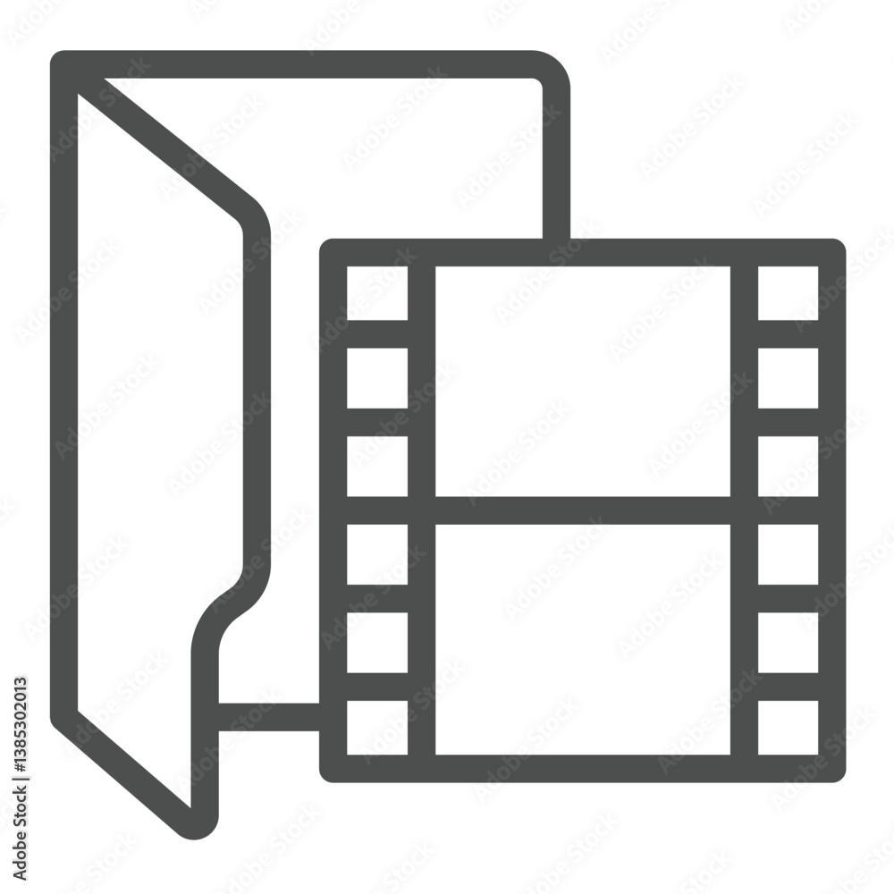 Poster video files folder line icon, windows pack concept. vector graphics. folder with video frames, multi