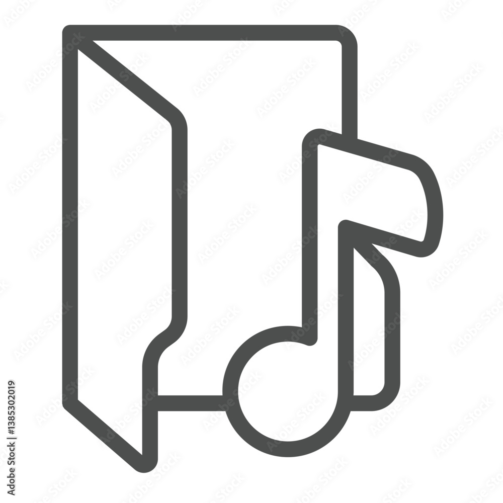 Poster audio folder line icon, windows pack concept. vector graphics. folder with music note, multimedia si