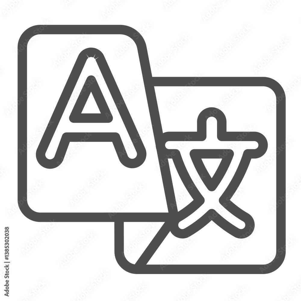 Poster translator program line icon, windows pack concept. vector graphics. translate languages, app sign o