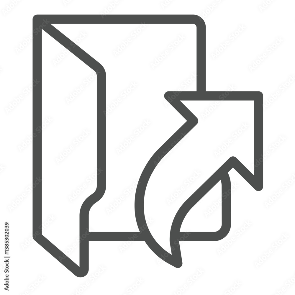 Poster folder with shortcut line icon, windows pack concept. vector graphics. linked folder, symlink sign o