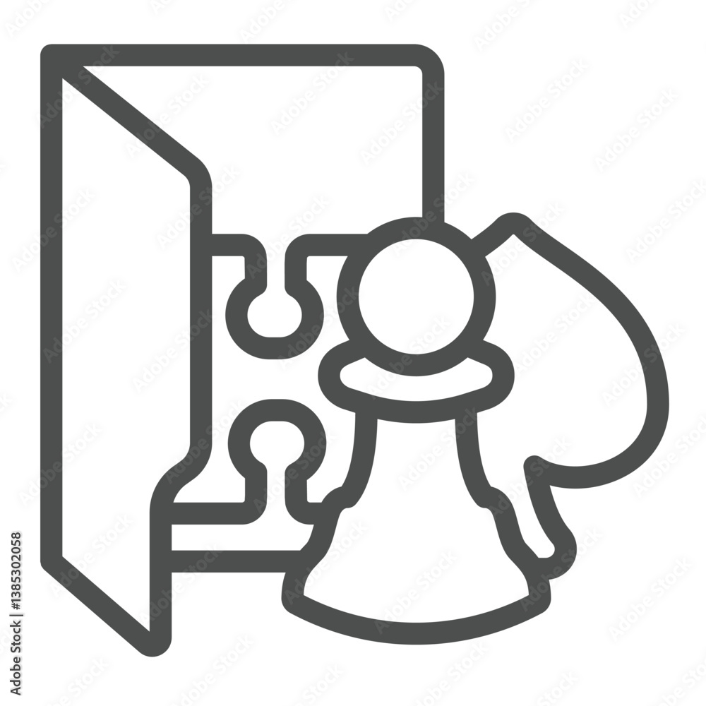 Poster games files folder line icon, windows pack concept. vector graphics. folder with chess, puzzle and p