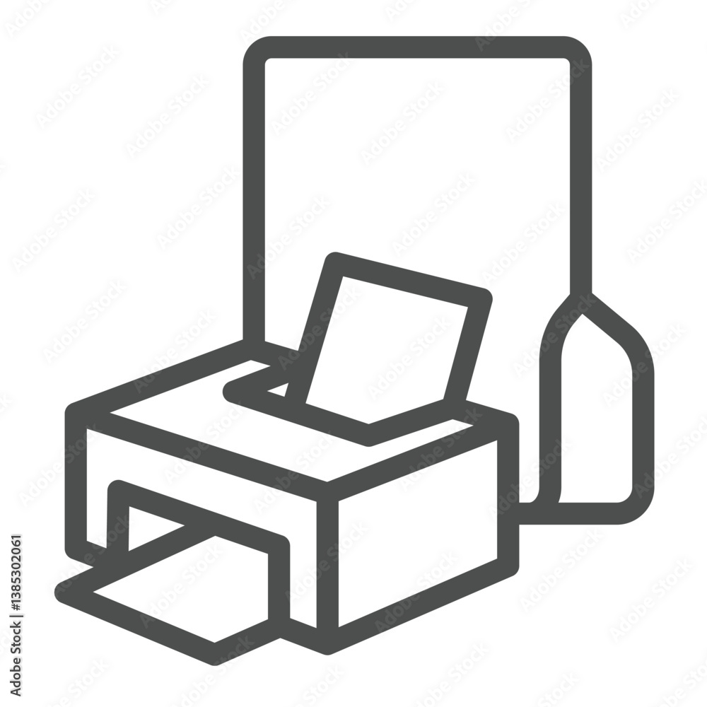 Aufkleber printer files folder line icon, windows pack concept. vector graphics. folder with printer device, p