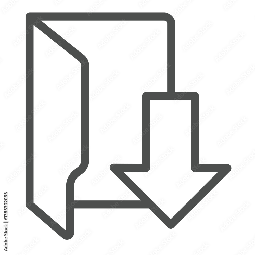 Poster download files folder line icon, windows pack concept. vector graphics. folder with down arrow, down