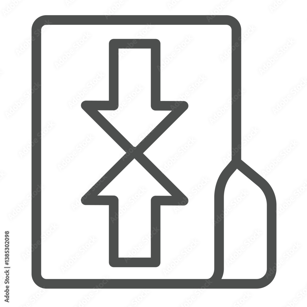 Poster compressed files folder line icon, windows pack concept. vector graphics. folder with two arrows ins