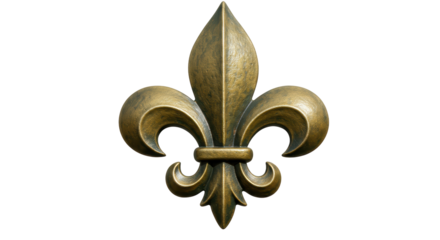 Isolated Fleur-de-lis Ornament in Bronze Metal Texture