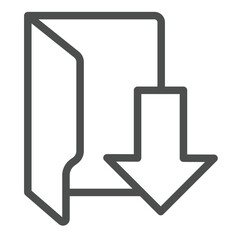 Fototapeta premium Download files folder line icon, windows pack concept. Vector graphics. Folder with down arrow, downloads sign on white background, outline style icon for mobile or web design.