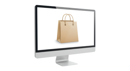 Isolated Shopping Bag on Computer Monitor Display