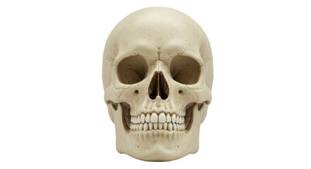 Isolated Human Skull with Visible Teeth on White Background