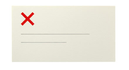 Isolated Blank Beige Envelope with Red Cross Mark