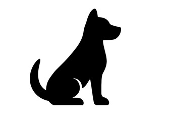 Silhouette of a dog sitting in a side profile view