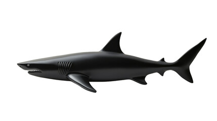 Naklejka premium A black shark silhouette with sharp fins and tail, , showcasing its powerful form.