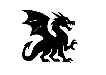 Silhouette of a dragon with wings and sharp claws