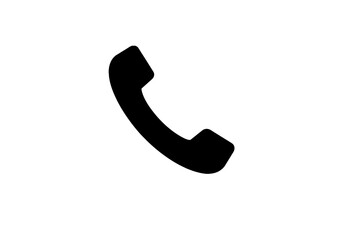 A simple black telephone receiver icon on white background