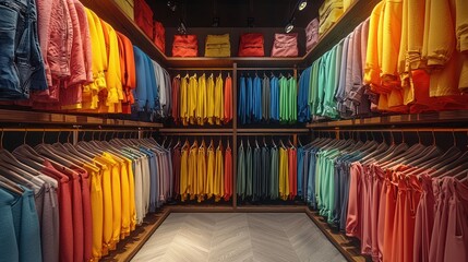 Colorful clothes racks in a modern store
