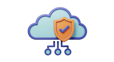 Isolated Cloud with Shield Representing Data Security