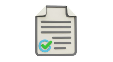 Isolated Document with Check Mark Signifying Completion