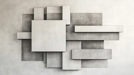 Abstract composition of overlapping grey rectangles