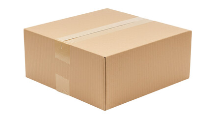 Isolated Cardboard Box Sealed with Tape for Shipping