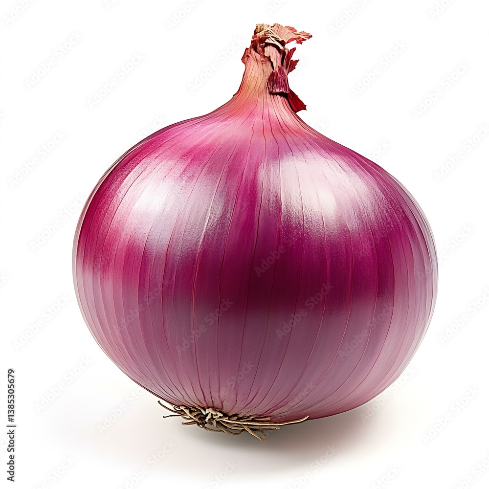 Poster high quality image of an intact and perfectly rounded red onion ideal for various dishes : generativ