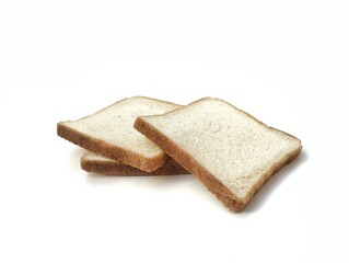 Pile of slices bread isolated on white background 