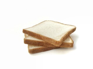 Pile of slices bread isolated on white background, high angle view 
