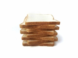 Pile of slices bread isolated on white background 