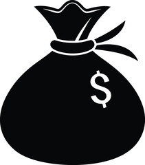 Money Bag Silhouette Vector & Finance Icon, Bag Design