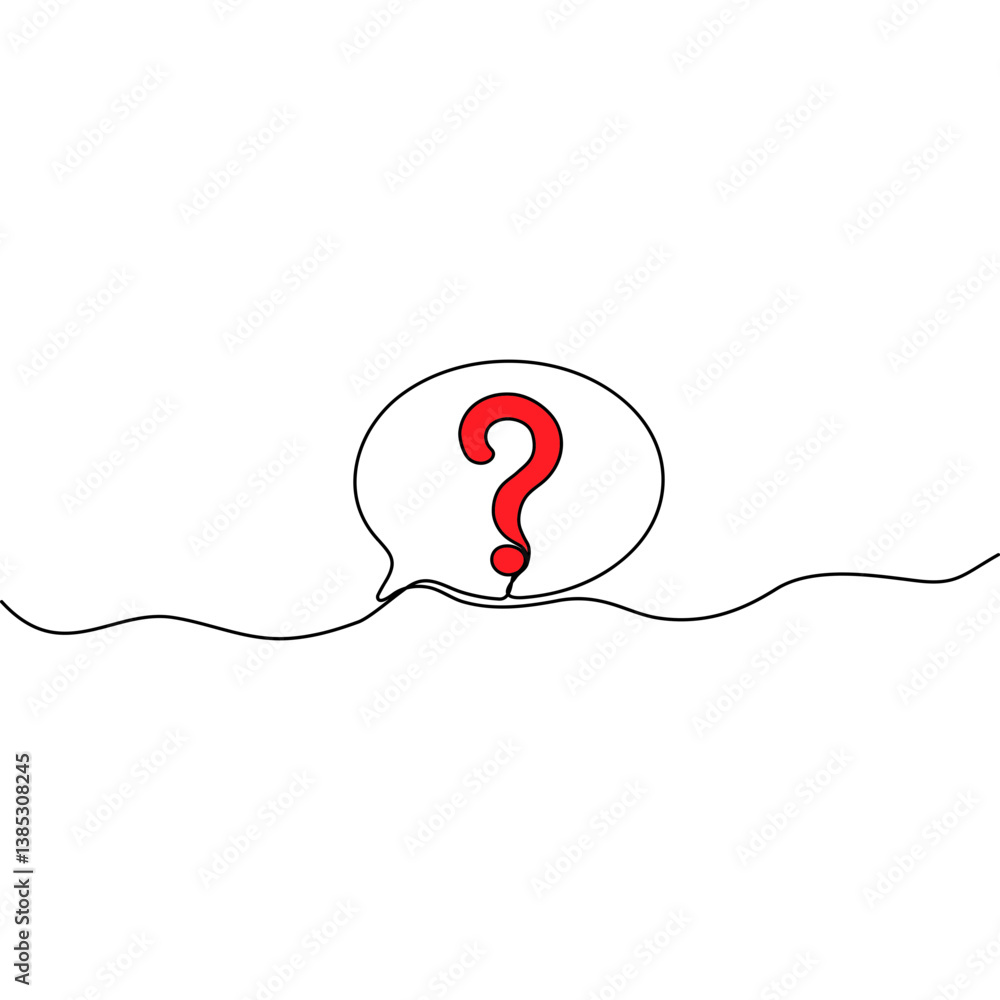 Poster speech bubble with question mark continuous line drawn. chat linear symbol. dialogue sign. vector il